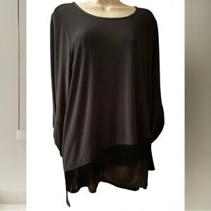 🇨🇦 Picadilly Black Tunic with Fringe Size XL BNWT